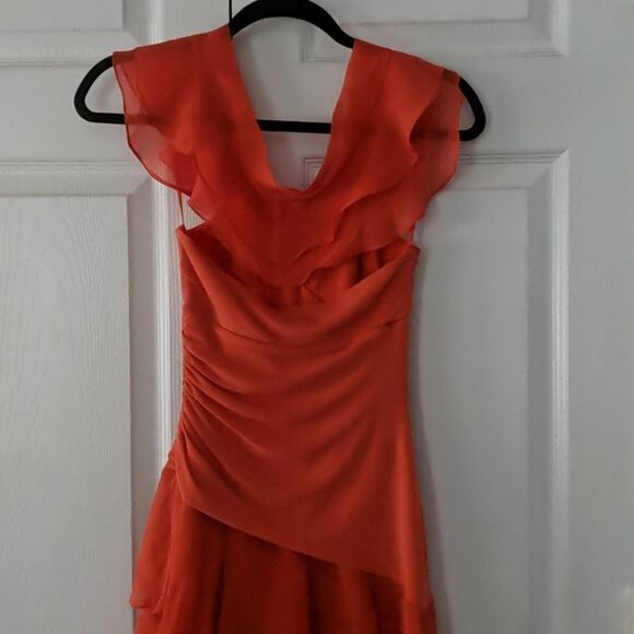 BCBGMAXAZRIA 2 tone orange tangerine tiered dress Sz XS - Picture 6 of 9